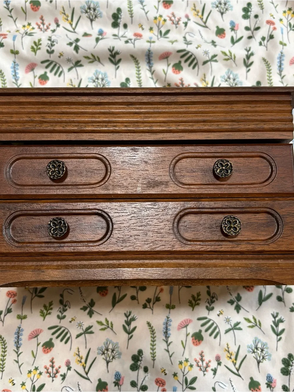 Wood Jewelry Box with Yellow Velvet Lining